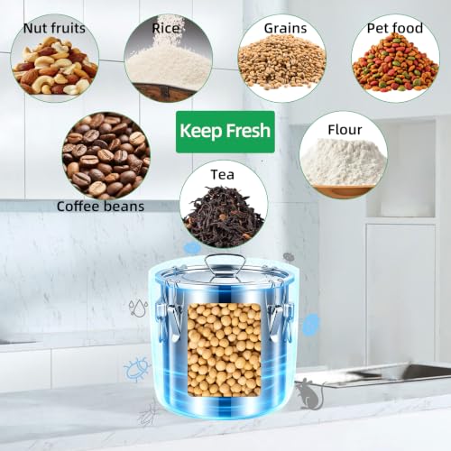 Stainless Steel Airtight Food Storage container with Lid for Pantry Kitchen - size: 12.68gal