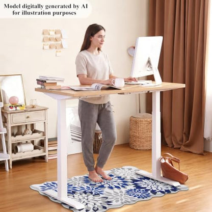 HEBE Anti Fatigue Kitchen Rugs Set of 3, Cushioned Kitchen Mats for Floor - color: Blue/Floral