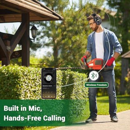 Bluetooth 6.0 AM FM Radio Headphone,Earmuff for Mowing,Construction - color: Black