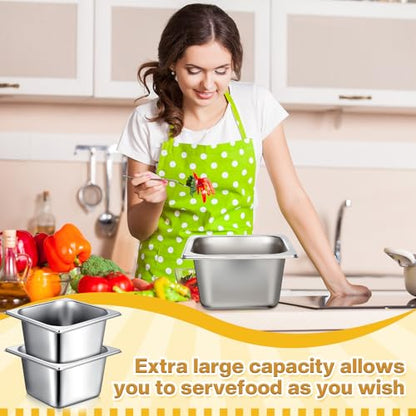 Rtteri 22 Pcs 1/6 Size Pan 4 Inch Deep Metal Hotel Steam Table Pan Bulk Set - size: 1/6 Size Pan 4 Inch Deep
