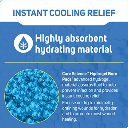 Care Science Hydrogel Burn Dressing, Sterile Pads for Burn Relief, 4 Count