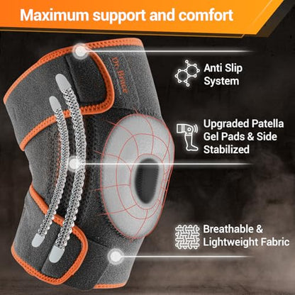DR. BRACE ELITE Knee Brace with Side Stabilizers & Patella Gel Pads - color: Mars, size: Small