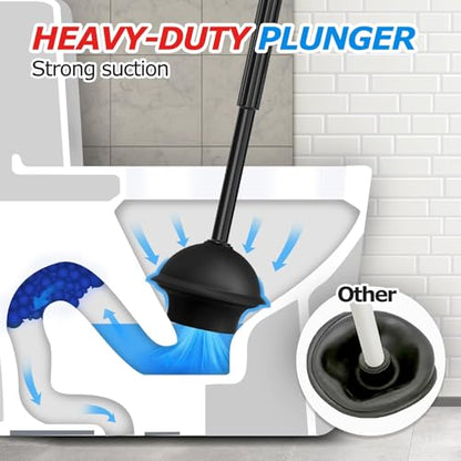 FORASTO 4Pack 2 in 1 Toilet Brush and Plunger Set, Extended Handle Plunger,Toilet Bowl Brush Plunger Set,Bathroom Cleaning Tools,Toilet Brush Plunger Combo,Cleaning Supplies, Cleaning Brush - color: Black, size: 4PACK