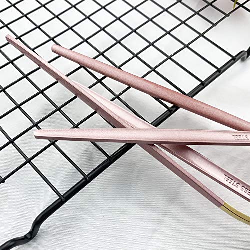 JASHII Flatware Serving Set 24 Piece, Stainless Steel Silverware Set, Pink Gold Cutlery Set, Modern Elegant Tableware Set for Party, Christmas, Dinner (Pink Gold) - color: Pink Gold
