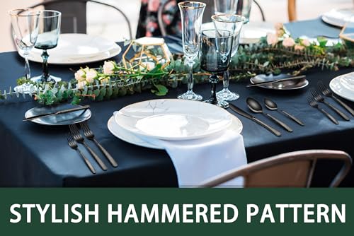 Black Hammered Silverware Set, 40-Piece Stainless Steel Heavy Duty Flatware Set for 8, Food-Grade Tableware Cutlery Set, Utensil Sets for Home Restaurant, Mirror Finish, Dishwasher Safe - style: Black Round Hammered