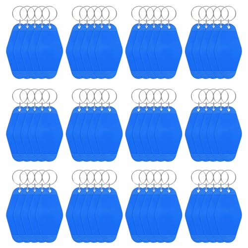 Blank Hotel Keychain Tags [60PCS] - Plastic Rhombus Blank Motel Keychain with Key Rings - color: Sky Blue
