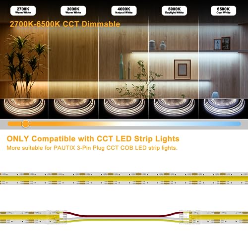 PAUTIX CCT LED Controller Kit SP642E,iOS/Andriod App Control 2.4G RF Wireless Remote Control,CCT LED Controller/Dimmer,for CCT LED Strip Light,with Timing Function,Music Mode,Group Control - size: SP642E(ONLY for CCT)