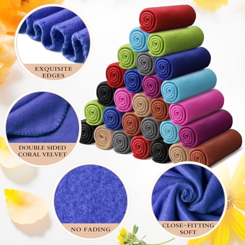 Kinlop 60 Packs Fleece Throw Blanket Bulk 60x50 Inch Soft Lightweight - color: Chic Color
