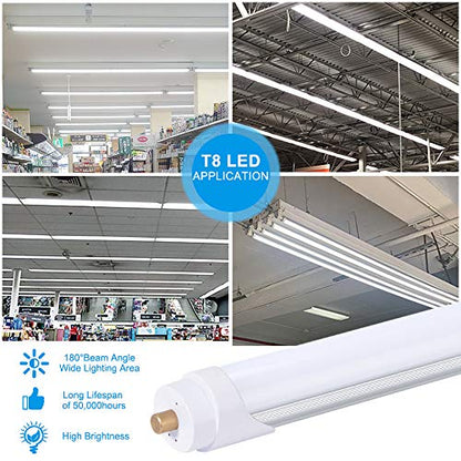 ONLYLUX 8ft LED Bulbs,12 Pack 45W 5400LM, 6000k, Milky Cover - size: 5400LM Milky 12PCS