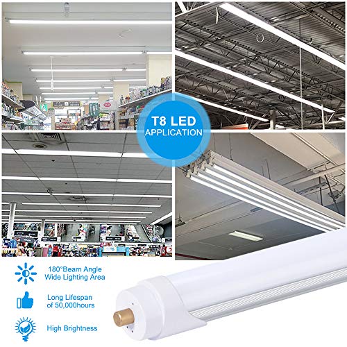 ONLYLUX 8ft LED Bulbs,24 Pack 45W 5400LM, 6000k, Milky Cover - size: 5400LM Milky 12PCS (Pack of 2)