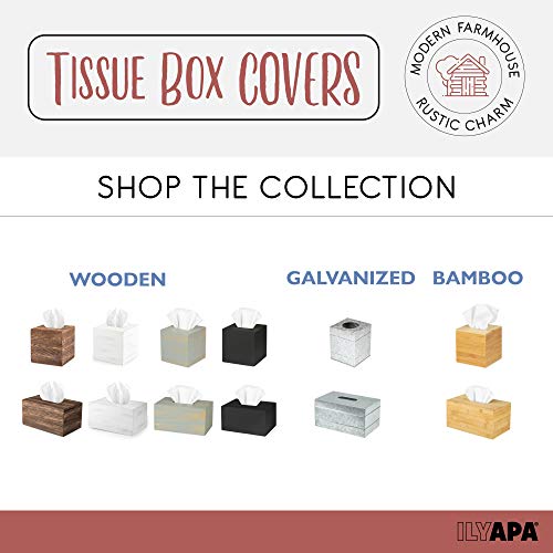 Ilyapa Rustic Wood Tissue Box Cover, Rectangular - White, 2 Pack, Farmhouse - color: Rustic White, size: 10"x6" Rectangle 2 Pack