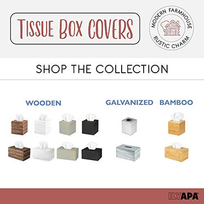 Ilyapa Rustic Wood Tissue Box Cover, Square - White, 2 Pack, Farmhouse - color: Rustic White, size: 5" Square 2 Pack