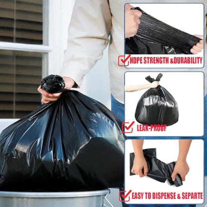 BEIDOU-PAC 4-6 Gallon Trash Bags, 300 Count Black Garbage bags, Multi-purpose Trash Can Bin Liners for Bathroom, Office, Industrial, Commercial, Janitorial, Municipal, Recycling - style: 4-6 Gallon |6 Micron |300 Count