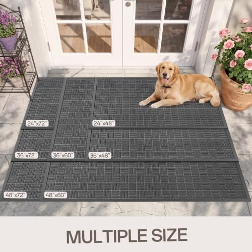 Amyracel Front Door Mat 3'x4', Heavy Duty Waterproof Commercial Floor Mat - color: Maze Grey, size: 3' x 4'(Rectangular)