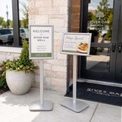 Pedestal Sign Holder Stand 8.5"x11", Heavy Duty Standing Sign Holder - color: Sliver, size: 8.5x11 in