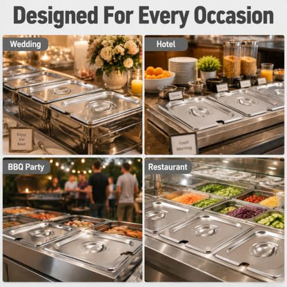MY MIRONEY 2PCS Stainless Steel 1/2 Size Steam Table Pan Covers - size: 1/2 Size
