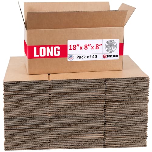 Long Cardboard Boxes 18"L x 8"W x 8"H (Pack of 40) - USA-Made Packing Boxes for Moving, Shipping, or Storage - USPS, UPS, FedEx Approved - Professional Packing Supplies for Moving - color: Pack of 40, size: Long 18x8x8"