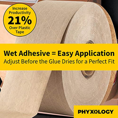 Ultra Durable Water-Activated Tape for Secure Packing 3Pk. 2.75 in, 450 Ft Brown Kraft Gum Tape Provides Heavy Duty Adhesive for Packaging and Shipping. Fiberglass Reinforced for Extra Strong Bond.