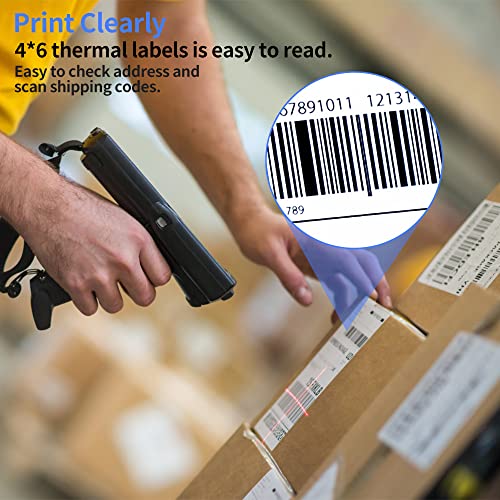 4" x 6" Fanfold Direct Thermal Labels, 8000 Total 8 Stacks, White Perforated Shipping Labels Compatible with Zebra, Elton Printers - size: 1000 Labels/Stack, style: 8 Stacks