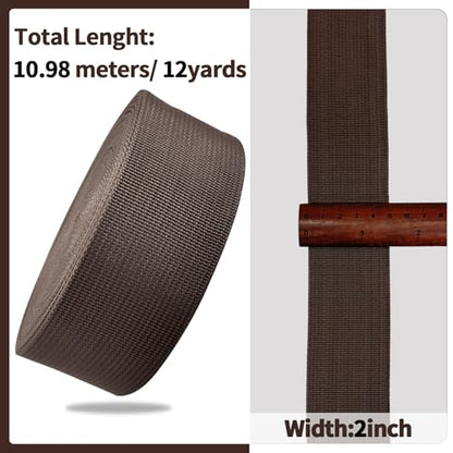 2" Coffee Wide Webbing Straps 12yd for Lawn Chair,Bag &Sewing - color: Coffee 41