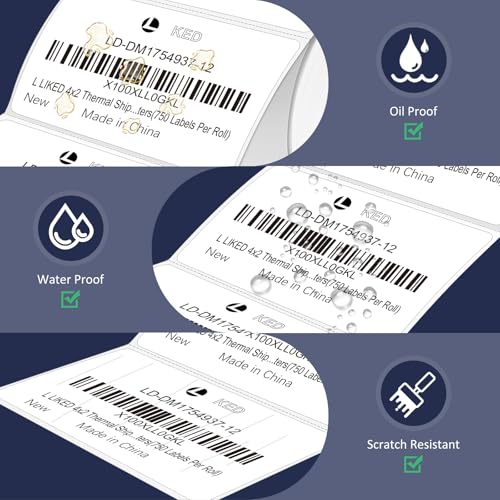 LLIKED 4" x 2" Direct Thermal Labels, 750 Barcode Shipping Labels - size: 4"x2"-1 Roll