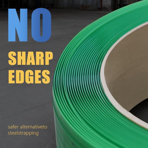 5/8" x.034 x3800ft Polyester (PET) Strapping Roll of 16"x6" Core Size 1450lbs Break Strength Green - size: 5/8"x3800'