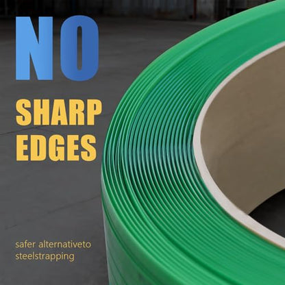 5/8" x.034 x3800ft Polyester (PET) Strapping Roll of 16"x6" Core Size 1450lbs Break Strength Green - size: 5/8"x3800'