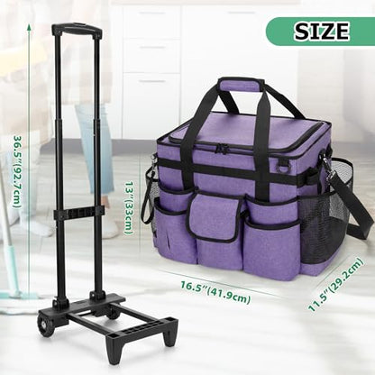 LoDrid Rolling Cleaning Caddy with Lid and Detachable Trolley, Purple - color: Purple