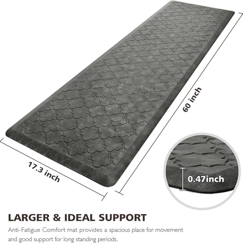 WISELIFE Kitchen Mat Cushioned Anti Fatigue Runner Rug, 17.3"x60", Grey - color: Grey, size: 1'5" x 5' (Rectangular)