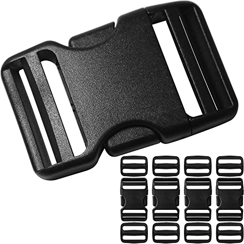 Buckles for 1-1/2 inch Wide Webbing Straps: Quick Side Release Buckle 4 set and Tri-Glide Slide 8 pcs Fit 1.5" Nylon Web Belt, Plastic Snap Fastener Clip Heavy Duty Replacement Dual Adjustable - size: 4 Set for 1-1/2 inch Webbing