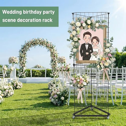 24"x68"Large Triangular Gridwall/Wire Grid Panel Display Stand with Wheels