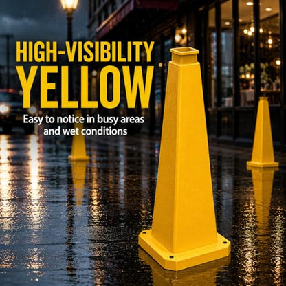 BESEA 3 Pack 28 Inch Yellow Traffic Cones with Weighted Base - color: Yellow, size: 28INCH