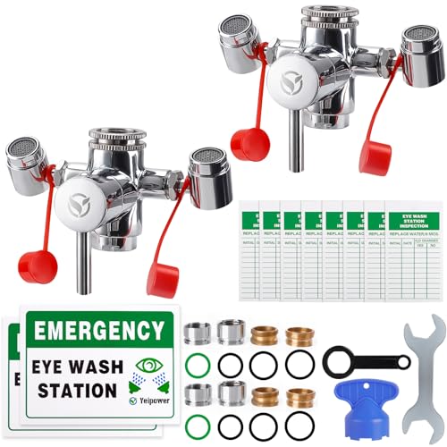 Faucet-Mounted Eye-Wash Staion Kit - Emergency Eyewash Staion OSHA Approved Sink Faucet Attachment First Aid Eye Flush Kit - color: 2 Pcs