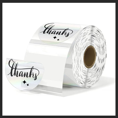 300 Labels/Roll 2" Holographic Transparent Round Thermal Labels, Waterproof Circle Blank Thermal Sticker Compatible with Direct Thermal Label Printers for DIY Logo Designs, Small Business - color: Holographic Transparent, size: 2 Inch