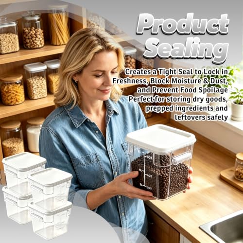 4 Pack 6QT Commercial Clear Food Storage Containers with Lid, NSF - color: White, size: 6Qt-4 Pack