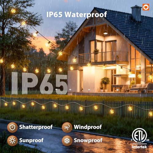 addlon Outdoor String Lights 50FT G40 with Remote 27 LED Shatterproof Bulbs - color: Black, size: 50FT