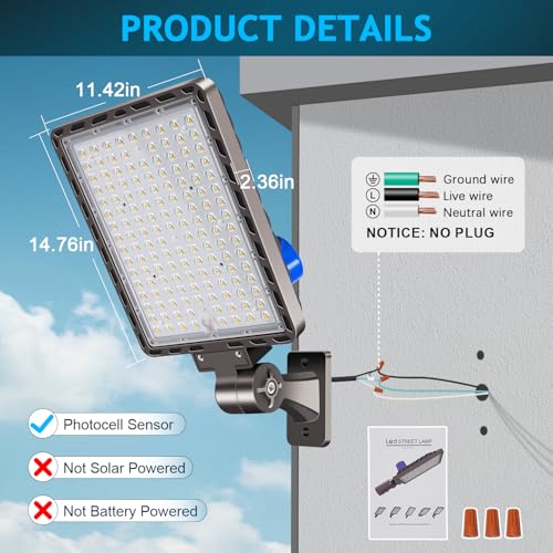 LED Parking Lot Light Dusk to Dawn Photocell 52500LM 5000K 3Pack - size: 350W/Wall Mount/3PC