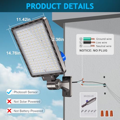 LED Parking Lot Light Dusk to Dawn Photocell 52500LM 5000K 3Pack - size: 350W/Wall Mount/3PC