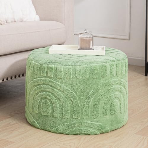 Asuprui Plush Pouf Ottoman Footrest,Foot Stools Ottoman,20"x14", Sage Green - color: Sage Green, size: 20"D x 20"W x 14"H