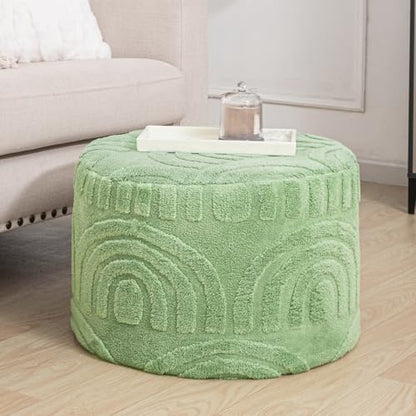 Asuprui Plush Pouf Ottoman Footrest,Foot Stools Ottoman,20"x14", Sage Green - color: Sage Green, size: 20"D x 20"W x 14"H