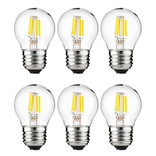 Sunlite 40962 LED G16 Filament Globe Light Bulb, 3 Watts (25W Equivalent), 250 Lumens, Dimmable, Medium E26 Base, Short Bulbs for Bedroom, Kitchen, 2200K Amber, 6 Count - color: 2200k Amber, size: 6 Count