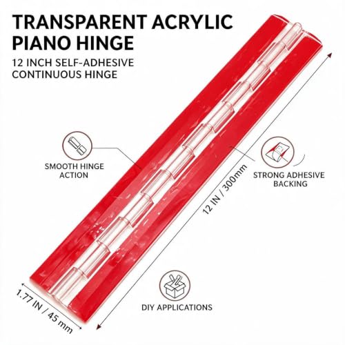 Transparent Acrylic Piano Hinge, Self-Adhesive, 12" Continuous Hinge for - color: 1PCS