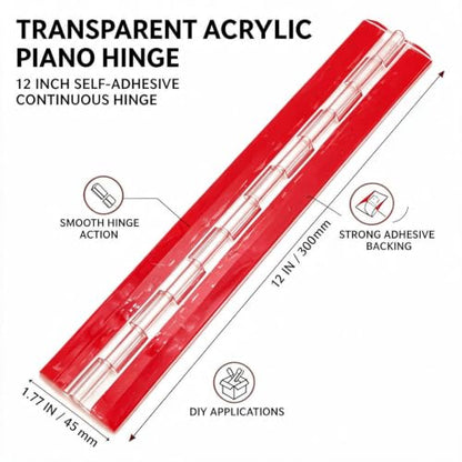 Transparent Acrylic Piano Hinge, Self-Adhesive, 12" Continuous Hinge for - color: 1PCS