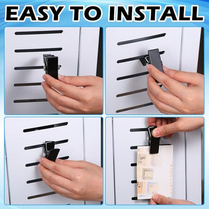 Zonon 12 Pack Black Metal Slatwall Clips 2 Inch Slatwall Accessories - style: Black