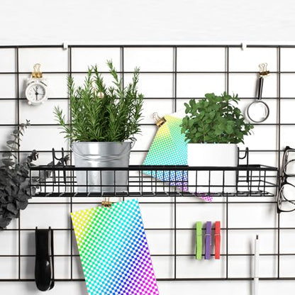 4 Pcs Wire Baskets Wall Grid Panel Hanging Wire Basket Hanging Wall Baskets No Drilling Wall Hanging Baskets Grid Wall Storage Basket for Kitchen Bathroom Home Decor Supplies, Black