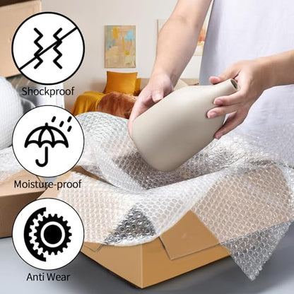 2 Pack-12inchx72ft Total 3/16" Air Bubble Cushioning Wrap Roll, Bubble Wrap for Protection Packaging Mailers, Nylon Wrap Rolls Moving Cushioning Supplies for Moving/Insulation, Perforated Every 12”