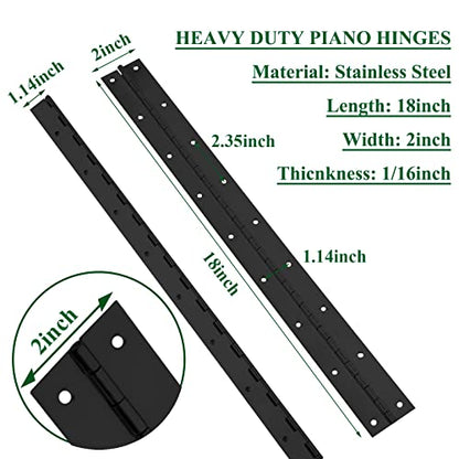 2Pack 18” Heavy Duty Piano Hinge Stainless Black Continuous & Piano Hinges - size: 18INCH