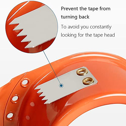 PROSUN 2 Pack Heavy Duty Metal Packing Tape Dispenser Gun and 2 Replacement Blades:2-inch Wide Tape Dispenser for Shipping, Moving, Office & Warehouse(2026 NEW Set 2" Blue + 2" Orange) - color: Orange+blue