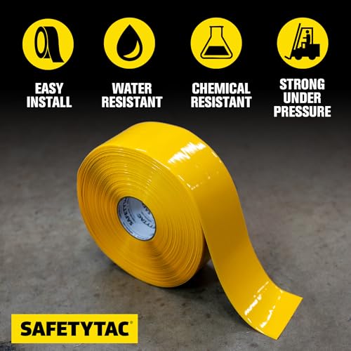 Industrial Floor Marking Tape (Yellow, 4in x 100ft) - color: Yellow, size: 4" x 100'