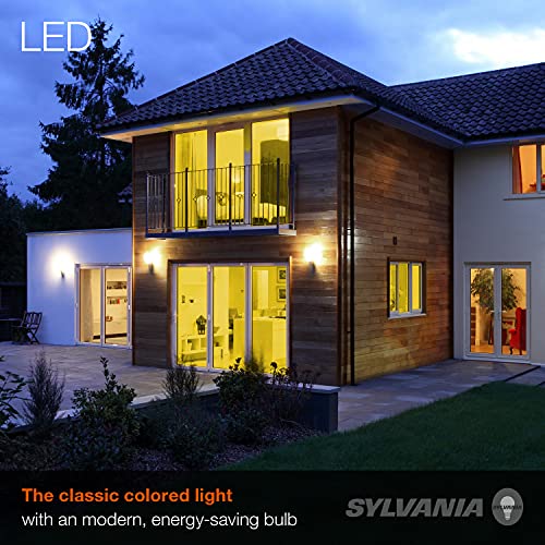 Sylvania LED Yellow Glass Filament A19 Light Bulb, Dimmable, Efficient 4.5W, E26 Medium Base, 2 Pack - color: Yellow, size: 2 Count